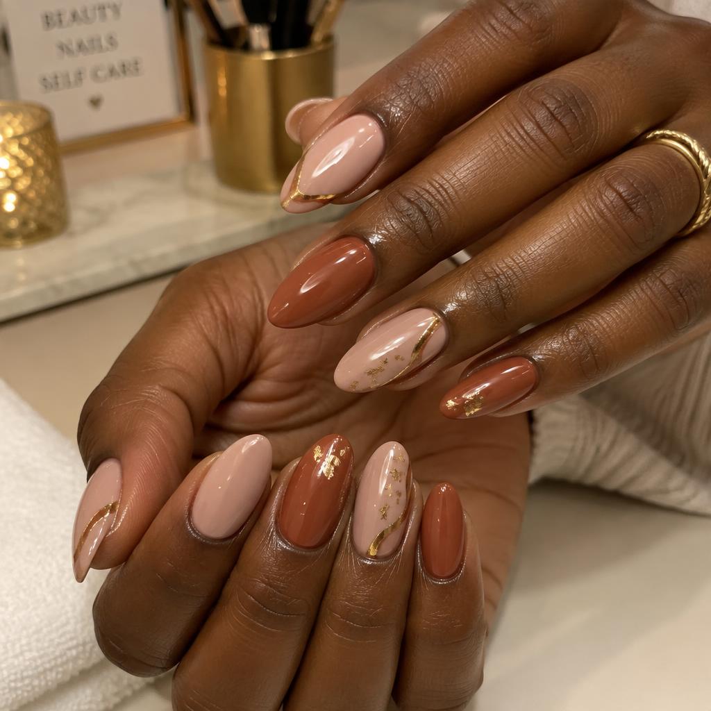 Ongles nude & or